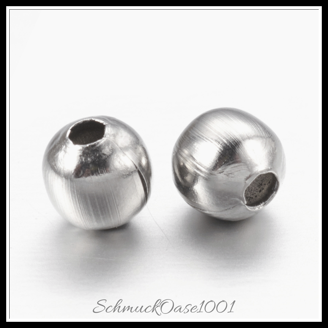 304 edelstahl-abstandhalter-perlen, rund – edelstahl farbe, 150 stk.