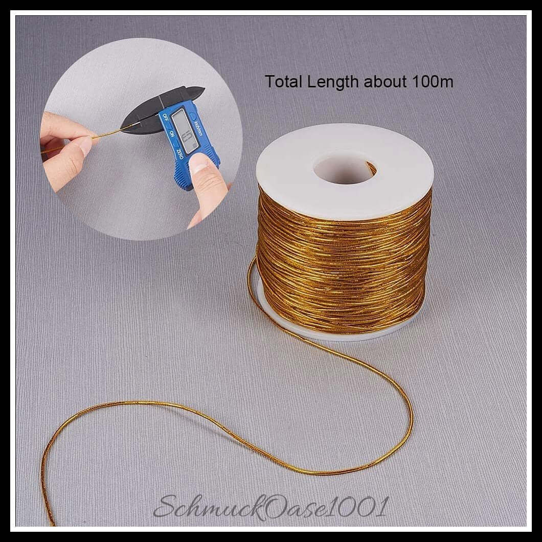 Elastische stretchschnur – rund / ø1–2 mm – dunkelgold – 1 rolle, zusätzliches detailbild