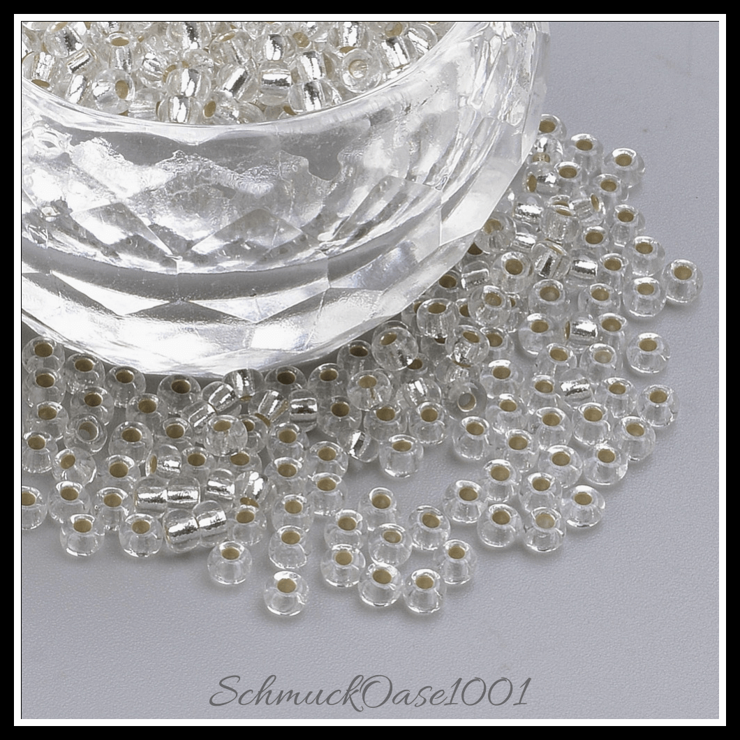Fgb 12/0 runde glasperlen – transparent – mit silber ausgekleidet – klasse a – 40g, in der farbe glas, transparent, mit silber ausgekleidet, klasse a