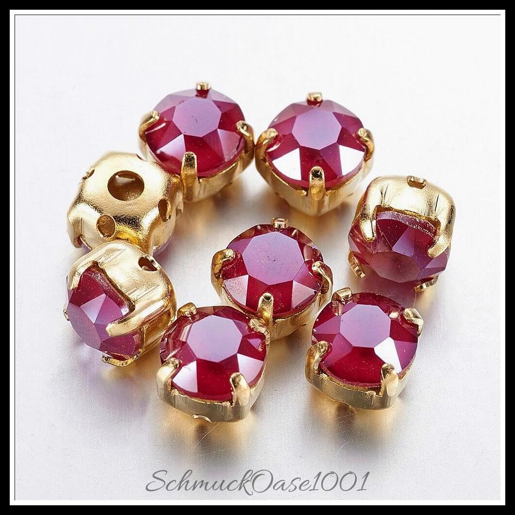 Nähen auf rhinestone – flachrund / 6x5.5 mm / 10 stück, aus glas / facettiert, k9 strass, messingstifte, nähbar in der farbe gemischte farbe und größe 6x5.5 mm, loch: 0.5 mm / 10 st., kreativ und vielseitig einsetzbar