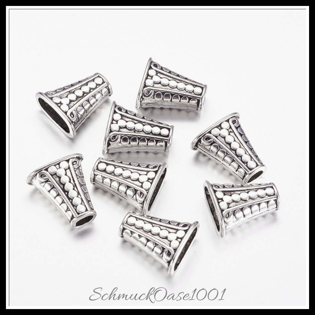 Tibetische perlenkappen & kegel – trapez / 17x18x9 mm – 18 stück, in der farbe legierung, tibetischer stil, trapez, unregelmäßige viereck, bleifrei, cadmiumfrei, perfekt für die herstellung individueller ketten und armbänder