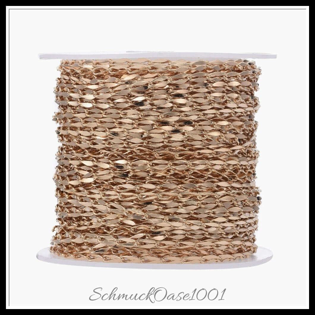 Messing bordsteinkette – gelötet / 5x2.5x0.5 mm – 2 meter, aus messing / bordstein, gelötet, vergoldet in der farbe gold und größe 5x2.5x0.5 mm / 2 m
