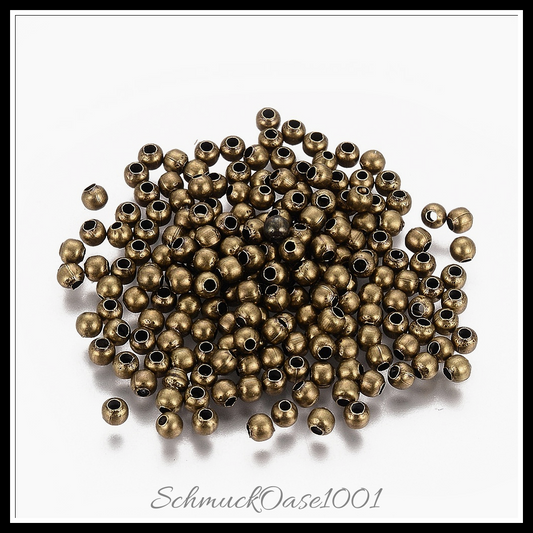 Messing abstandshalterkugeln – antik bronze, 3 mm, 400 stk. in den farben messing, nahtlos
