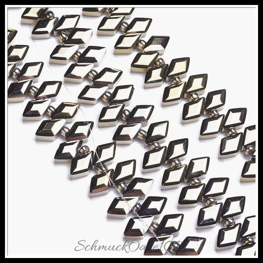 Galvanisierte glasperlen – karoform / 8x13x4.7 mm – 1 strang, in der farbe glas, karoform, facettiert, galvanisiert, ausdrucksstark und ideal für auffällige designs