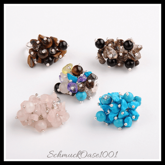Valentinstag verstellbarer ring mit naturstein – 16 mm (1 stk.), in der farbe gemischt