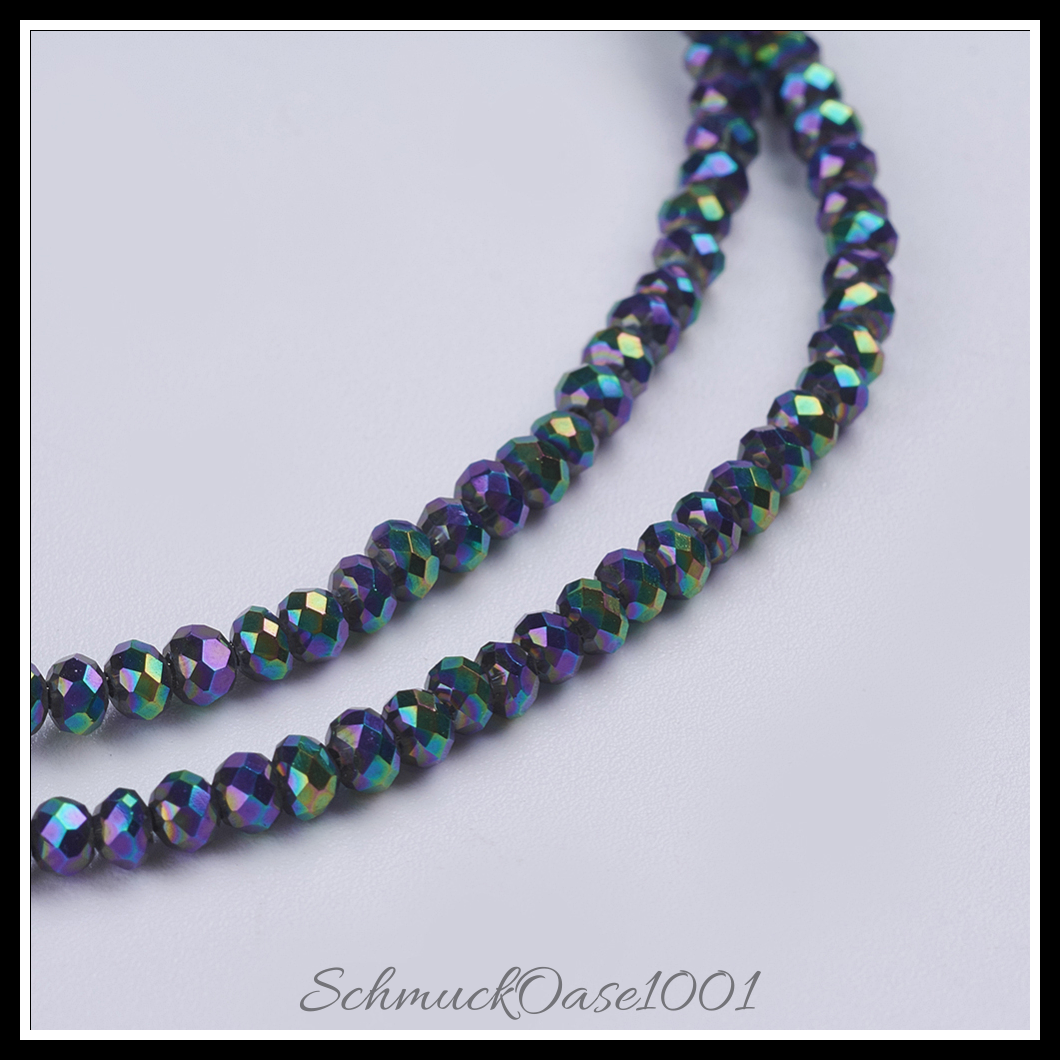 Facettierte rondelle – galvanisierte glasperlen, in schwarz,rot,grün,vergoldet-2 stränge, aus grün überzogen in der farbe glas, galvanisiert, voll plattiert, facettiert, rondell und größe 3x2 mm bohrung: 0.5 mm ca. 148 stk pro strang 14.9 zoll 2 stränge, ausdrucksstark und ideal für auffällige designs