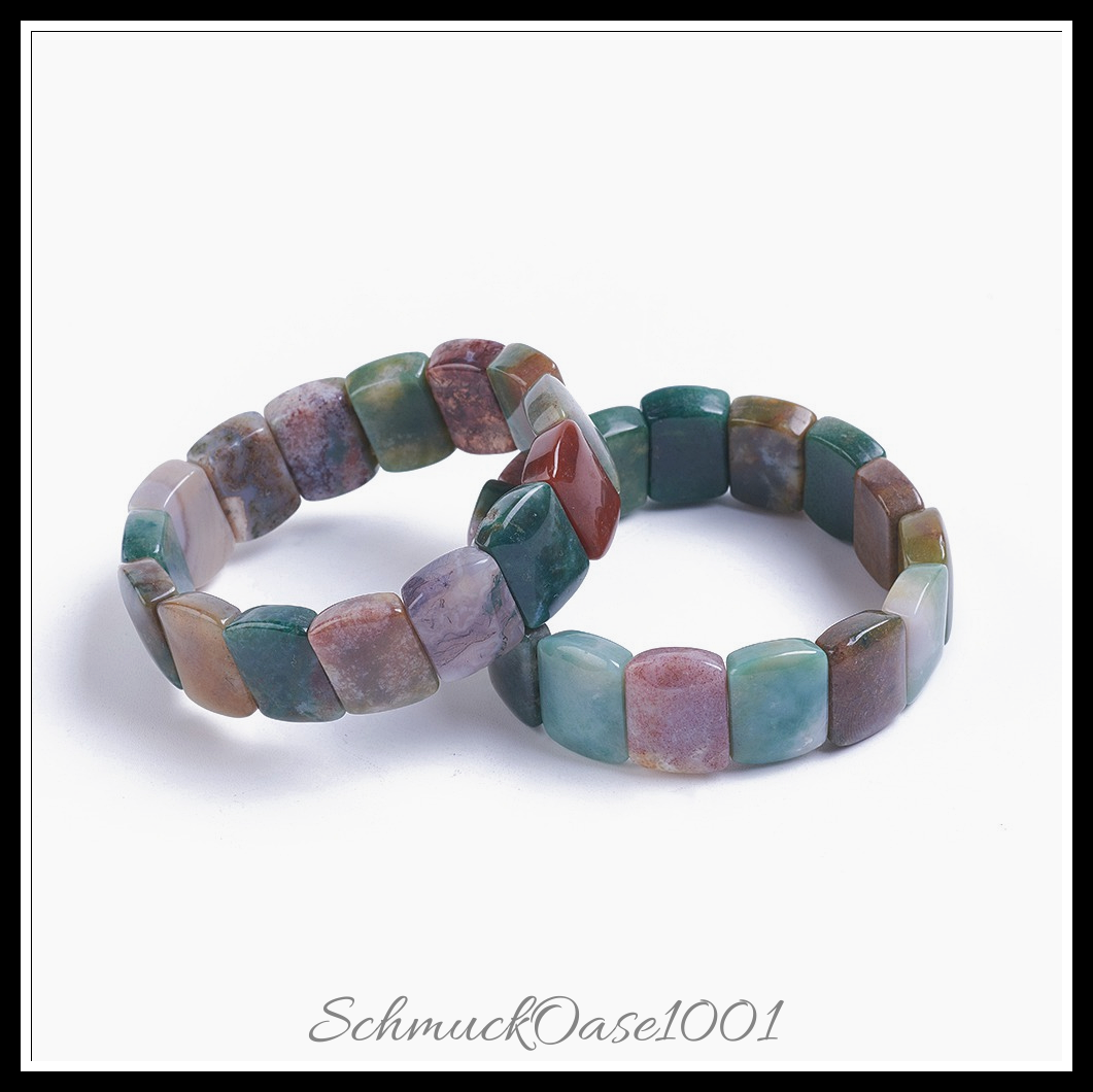 Natürliche indien achat stretch-armbänder, farbig, rechteck, 1 stk.
