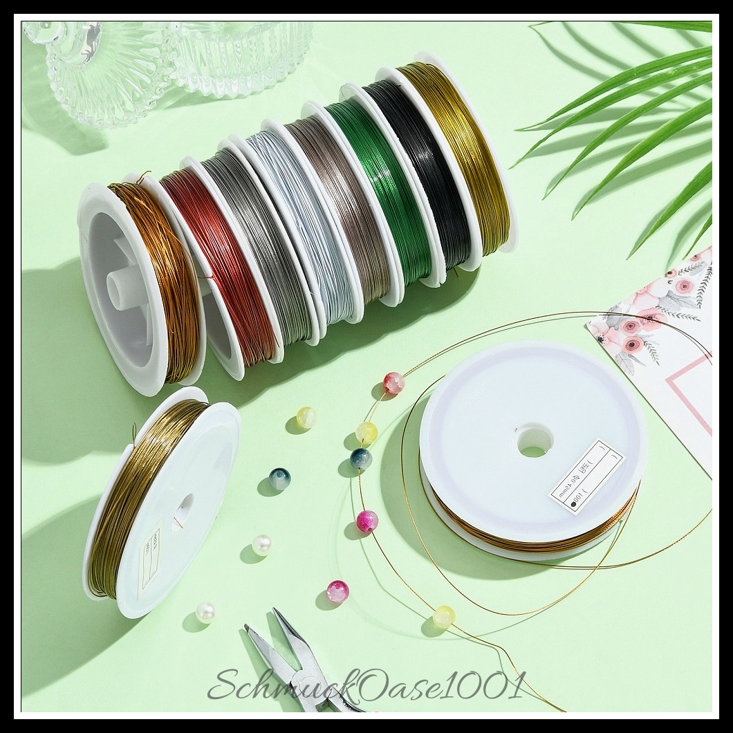 Tiger schwanz draht, nylon beschichteter stahl, mischfarbe, 10 rollen/set aus 0.45 mm, 55 m/rolle, 10 rollen/set in den farben stahl mit nylonbeschichtung