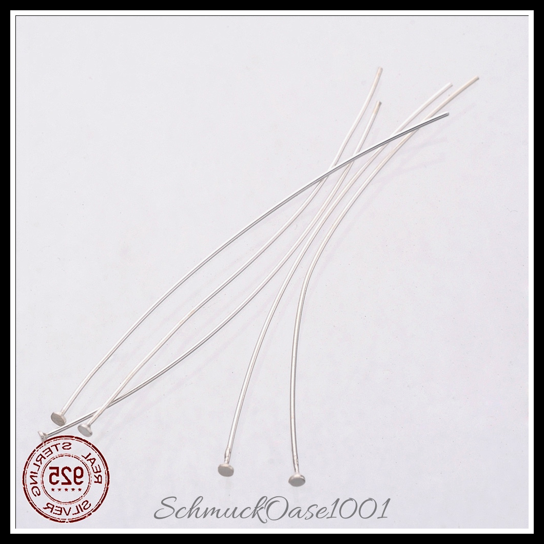 925 flachkopfstifte aus sterling silber, silber – 25 stk., in der farbe 925 sterling silber, flachkopfstifte