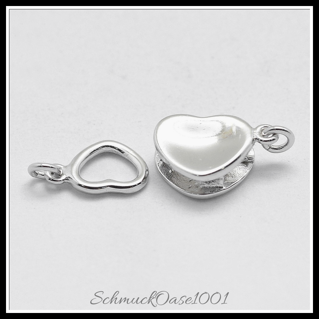 925 sterling silber boxschließen, geschnitzt 925, herz, platin farbe – 2 stk. in den größen platin farbe, perfekt für die herstellung individueller ketten und armbänder