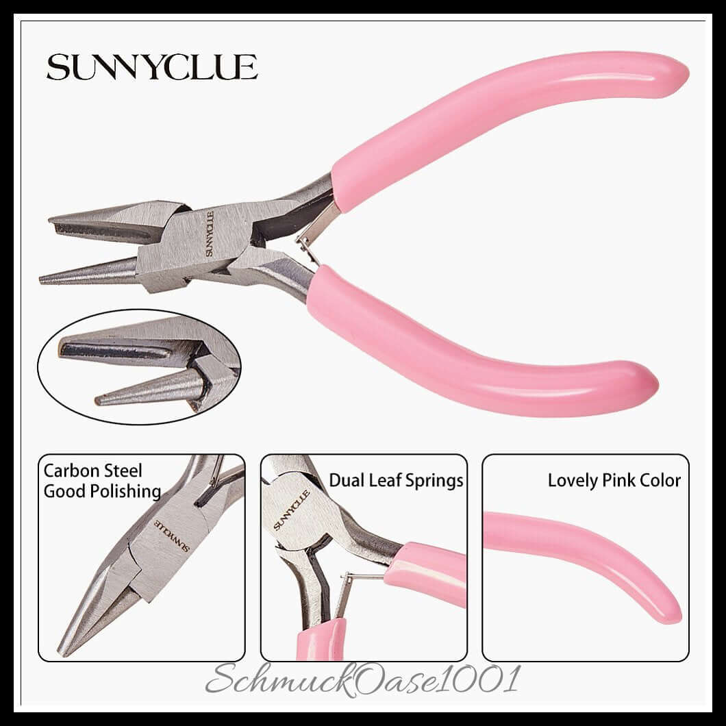 Sunnyclue mini-präzisionszange – konkav / 4.5" / 1 stück, aus stahl / konkav, rund, schmuckwerkzeug in der farbe pink und größe 4.5 zoll / 1 st.