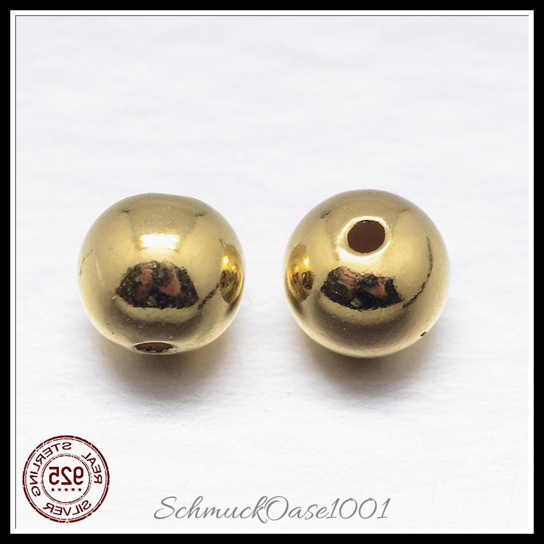 925 sterling silber abstandshalter, rund, vergoldet – 14 stk., in der farbe 925 sterling silber, abstandshalter, rund, echt 18k vergoldet