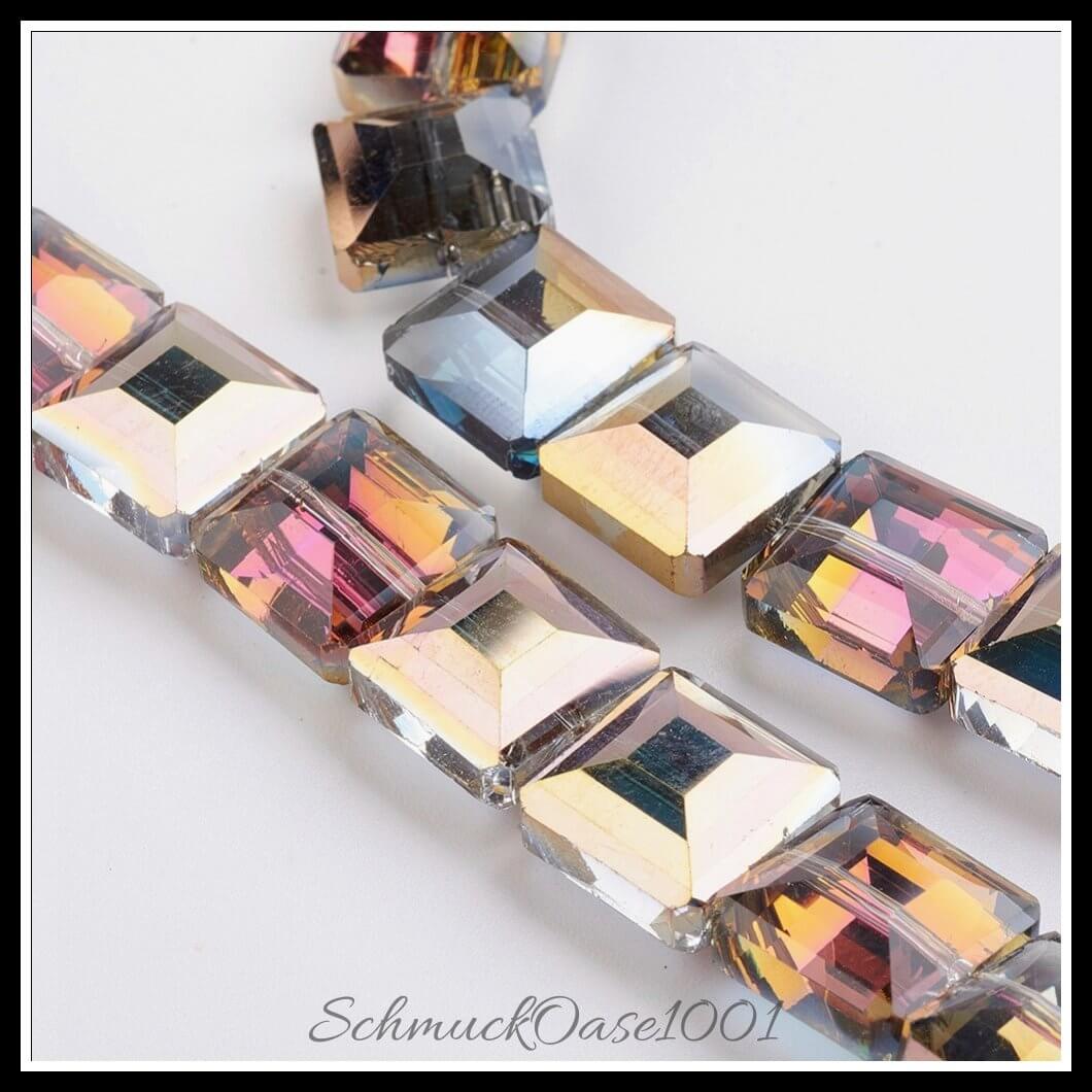 Elektroplattierte kristallglasperlen – quadrat / 13x13x8 mm / 1 strang, in der farbe purple, ausdrucksstark und ideal für auffällige designs