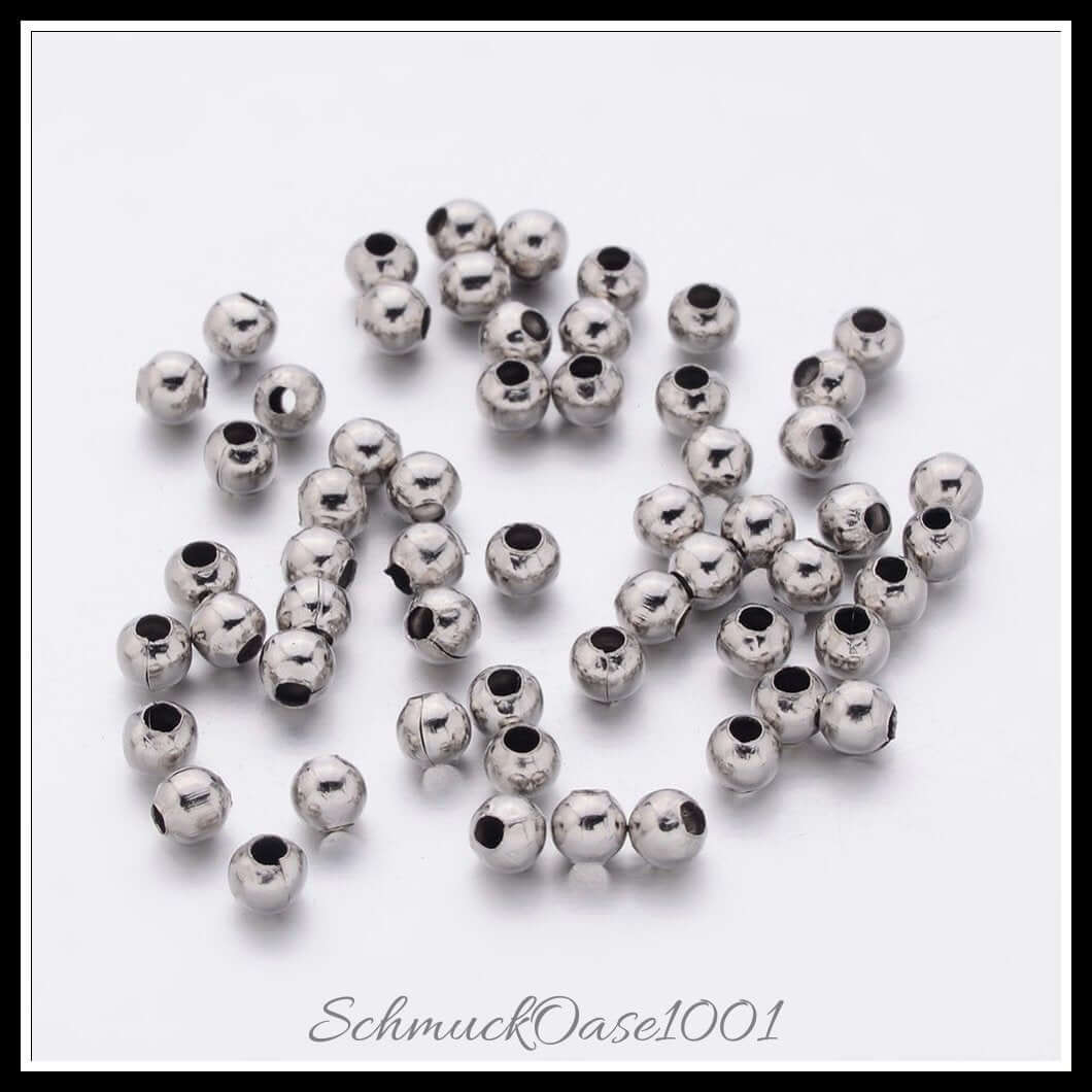 Eisen spacer beads – rund / ø3 mm – 30 g, in der farbe platin