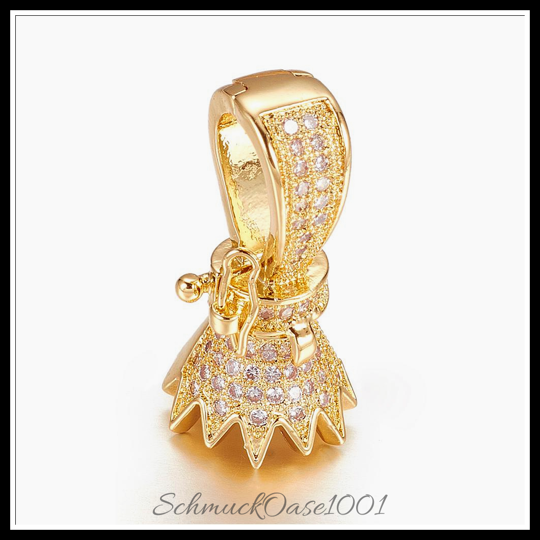 Messing mikro-pflastern zirkonia twister spangen, golden – 2 stk., in der farbe messing, spangen, mikro-pflastern, zirkonia, twister, golden, perfekt für die herstellung individueller ketten und armbänder