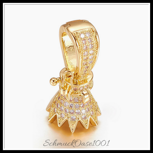 Messing mikro-pflastern zirkonia twister spangen, golden – 2 stk., in der farbe messing, spangen, mikro-pflastern, zirkonia, twister, golden, perfekt für die herstellung individueller ketten und armbänder