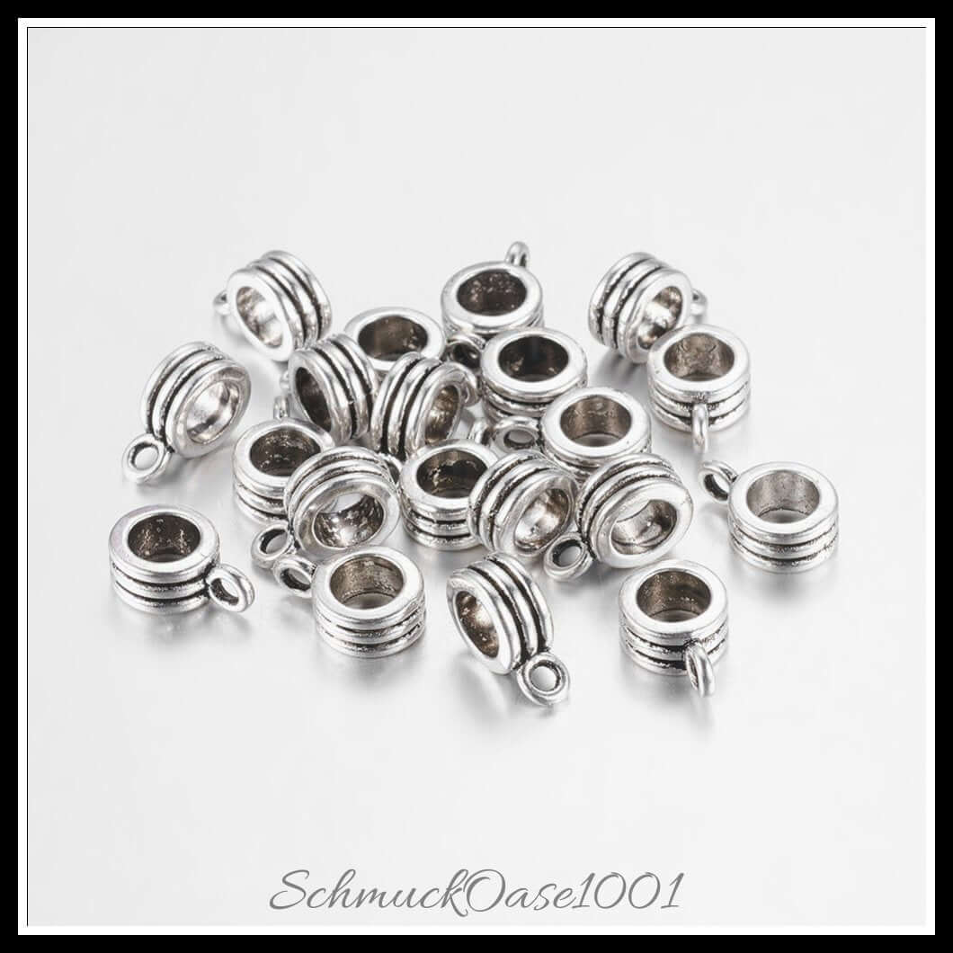 Bail beads – kolumne / 12.5x8x5 mm – 20–30 stück, in der farbe legierung, kolumne, cadmiumfrei, bleifrei, perfekt für die herstellung individueller ketten und armbänder