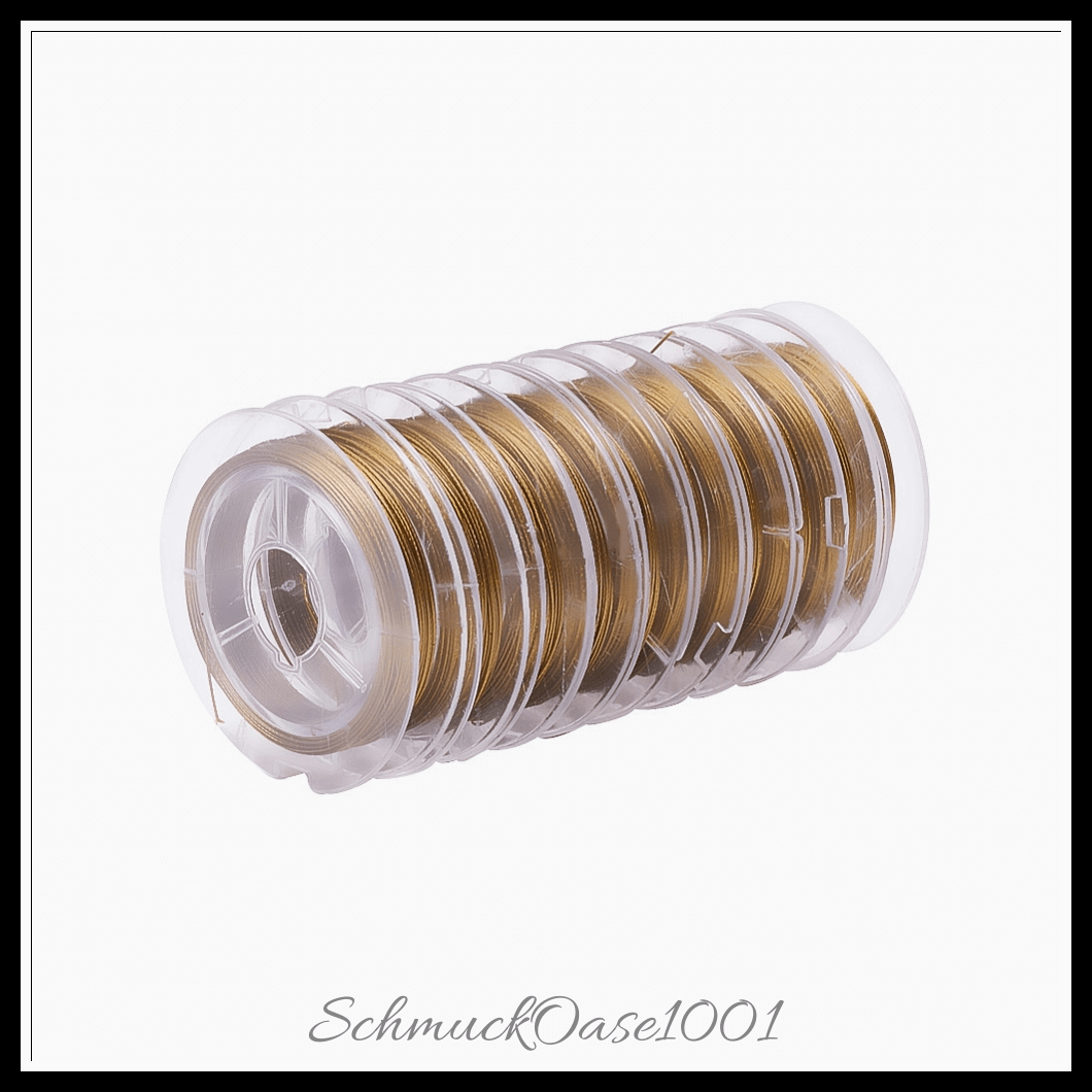 Tiger schwanz draht – nylonbeschichteter stahl – dunkel goldrute – 0.38mm – 10m – 1 rolle, in der farbe nylonbeschichteter stahl, tiger schwanz draht