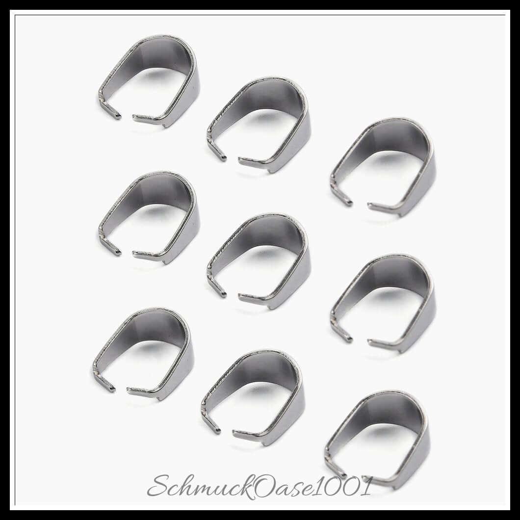 Snap-on bails – edelstahl / 10x7x5 mm / 30 stück, in der farbe edelstahl farbe