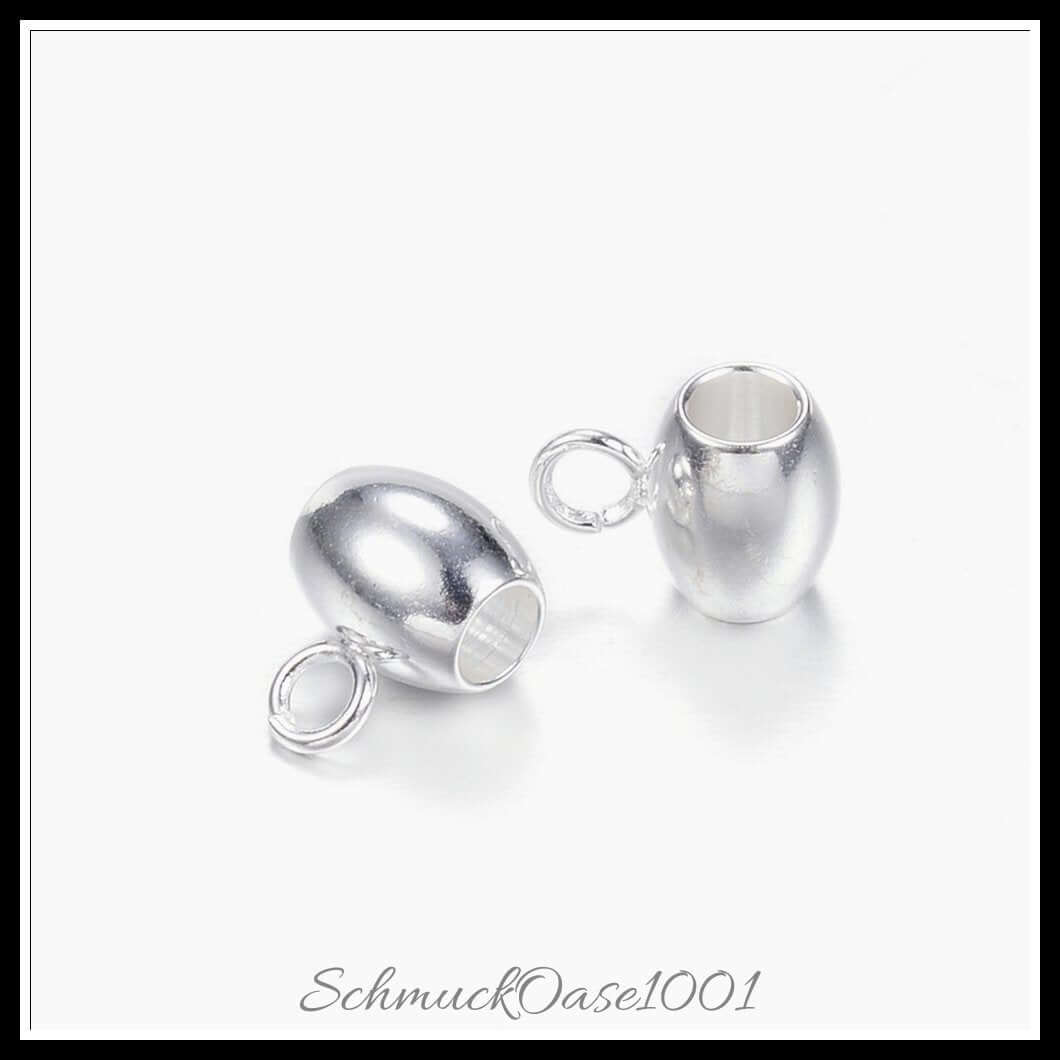 Edelstahl hanger link – oval / 8x6x5 mm / 20 stück, aus edelstahl 304 / oval, silberfarben in der farbe silber und größe 8x6x5 mm, loch: 2 mm, innen: 2.5 mm / 20 st.
