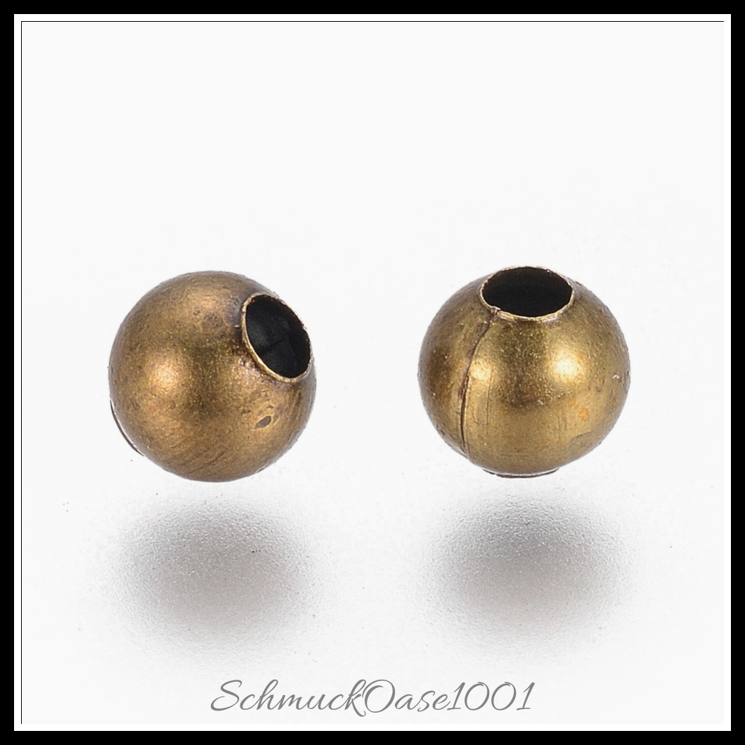 Eisen zwischenperlen, rund, nickelfrei – verschiedene farben verfügbar, aus antik bronze in der farbe eisen, nickelfrei und größe 4 mm bohrung: 1.5 mm 250 stk