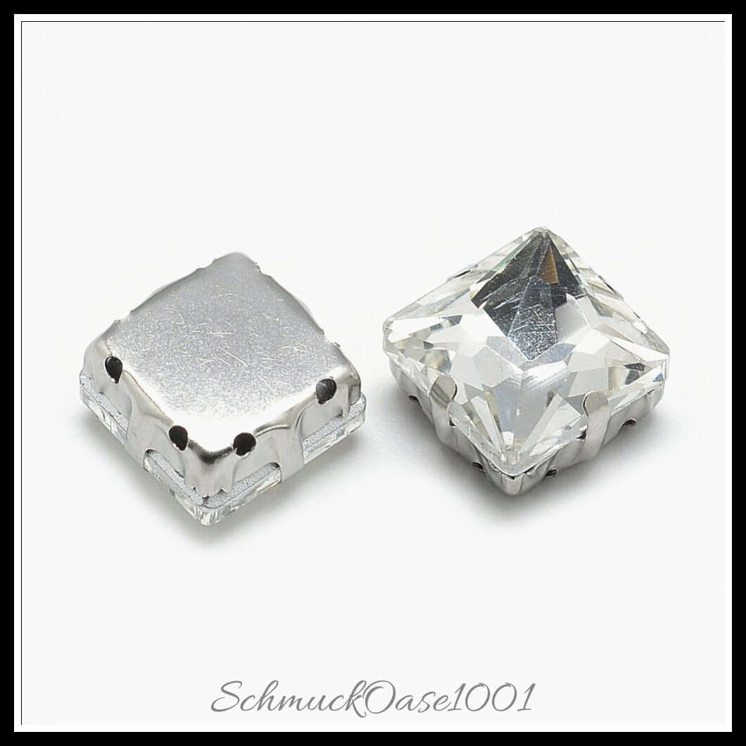 Nähen auf glas-strass – viereck / 10x10 – 14x14 mm – 14–20 stück, zusätzliches detailbild, kreativ und vielseitig einsetzbar