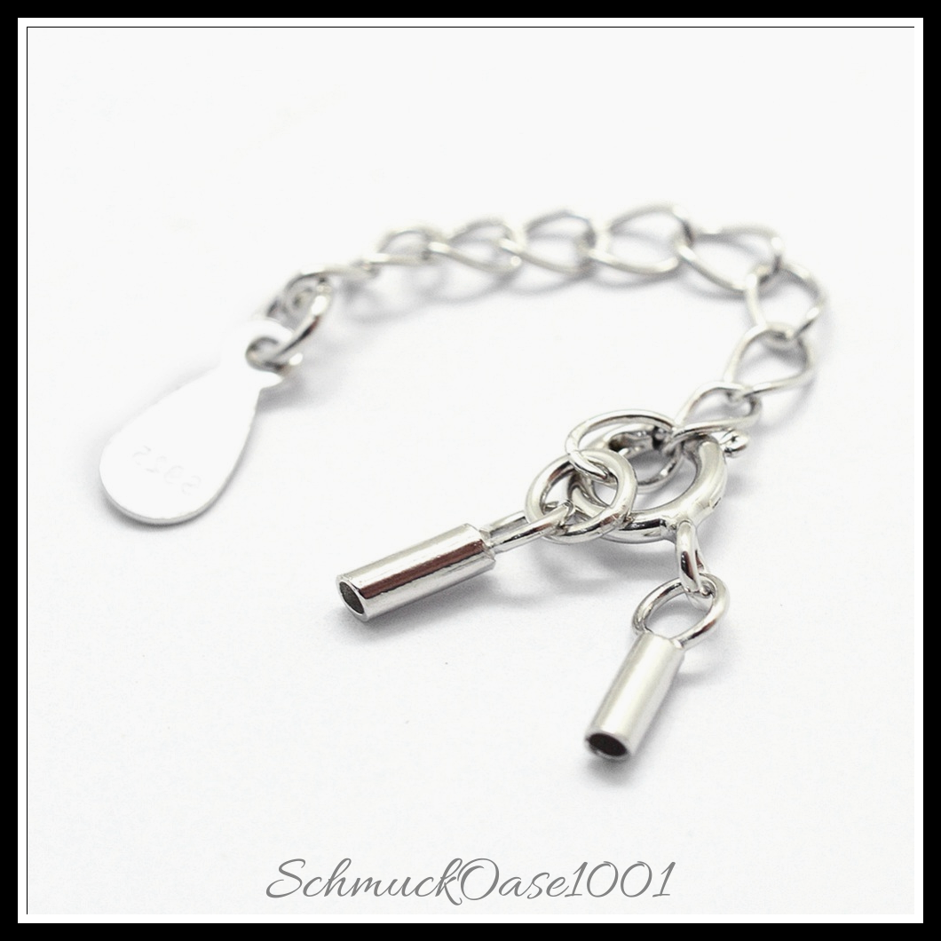 925 sterling silber schnurenden mit verlängerungsketten & tropfenanhänger – 2 set, perfekt für die herstellung individueller ketten und armbänder