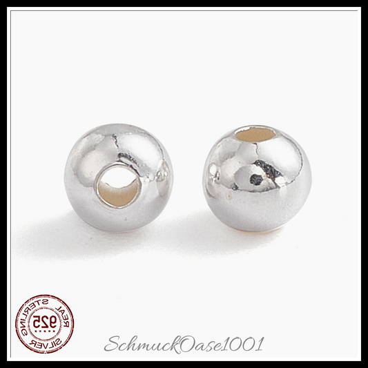 925 sterling silber zwischenperlen, rund – silber, 50 stk. in den farben 925 sterling silber, zwischenperlen, rund