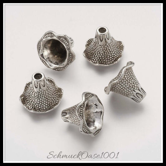 Tibetischen stil legierung perlenkappen – rund / 22x17 mm – 15 stück, in der farbe legierung, tibetischer stil, rund, perfekt für die herstellung individueller ketten und armbänder