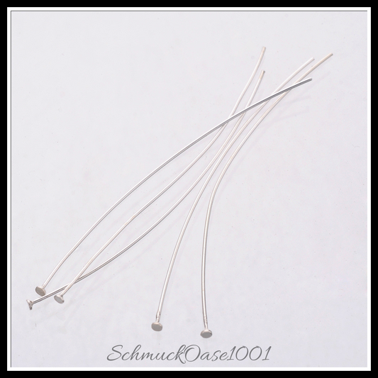 925 flachkopfstifte aus sterling silber, silber – 25 stk., aus silber in der farbe 925 sterling silber, flachkopfstifte und größe 29-30x0.5 mm, kopf: 1.5 mm