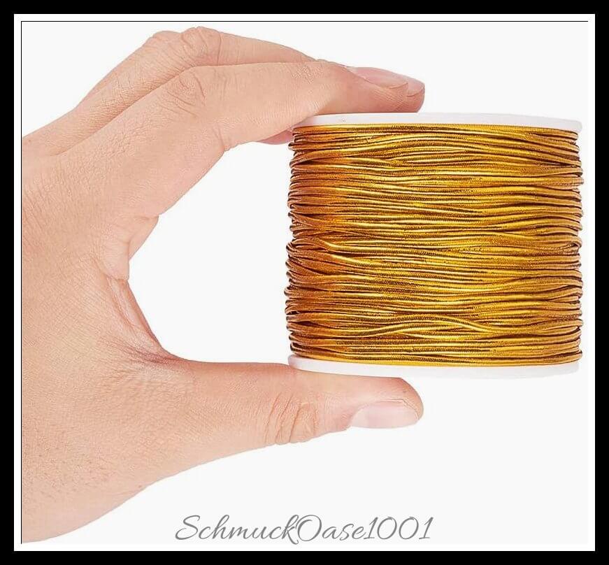 Elastische stretchschnur – rund / ø1–2 mm – dunkelgold – 1 rolle, zusätzliches detailbild