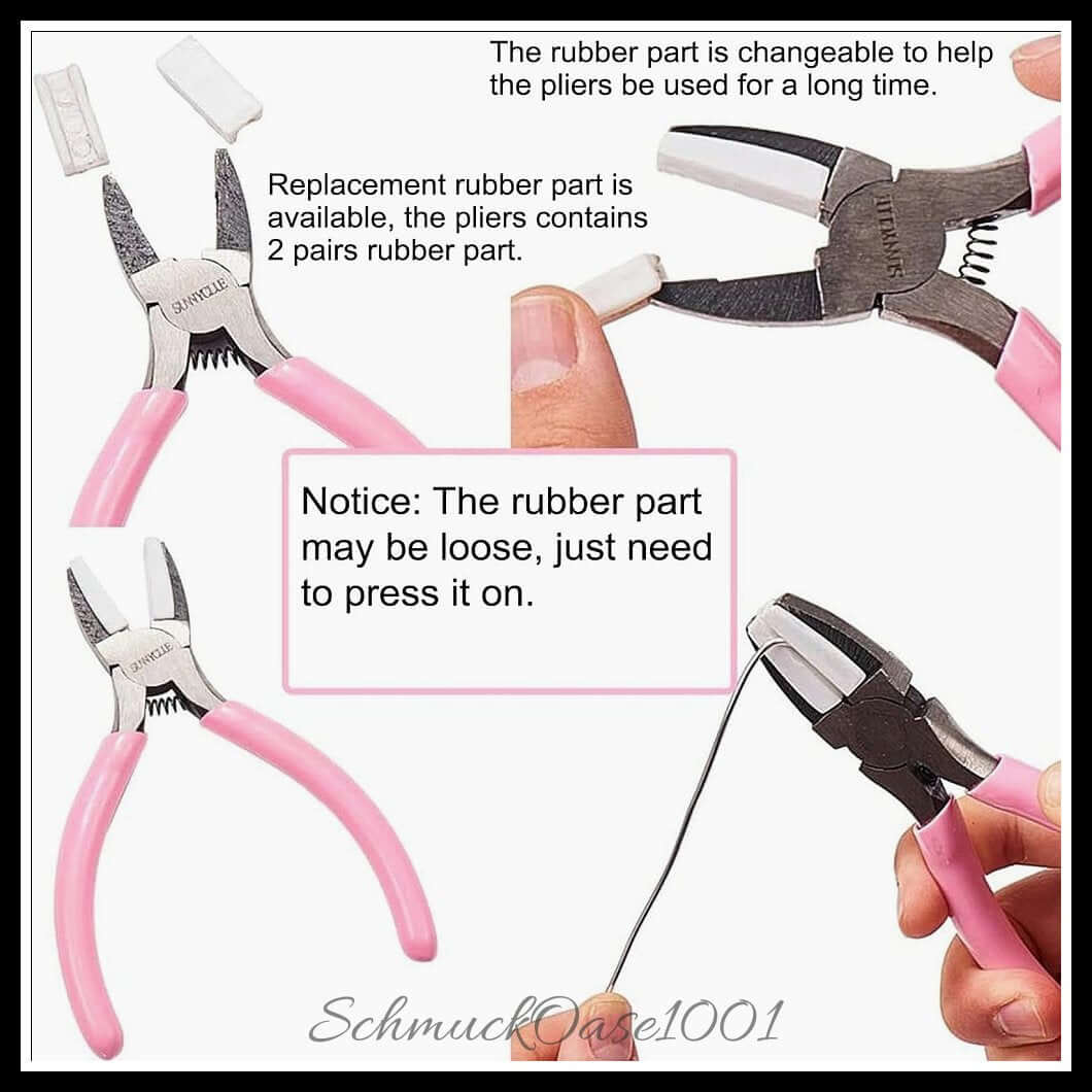 Sunnyclue mini-präzisionszange – flachzange / doppel-nylonbacke / 5.5" / 1 stück, aus stahl / nylonbacke, flachzange, schmuckwerkzeug in der farbe pink und größe 5.5 zoll / 1 st.