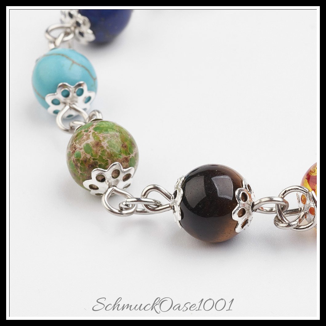 Natürliche und synthetische mischsteinarmbänder – chakras-stil – 190 mm – 1 stk.