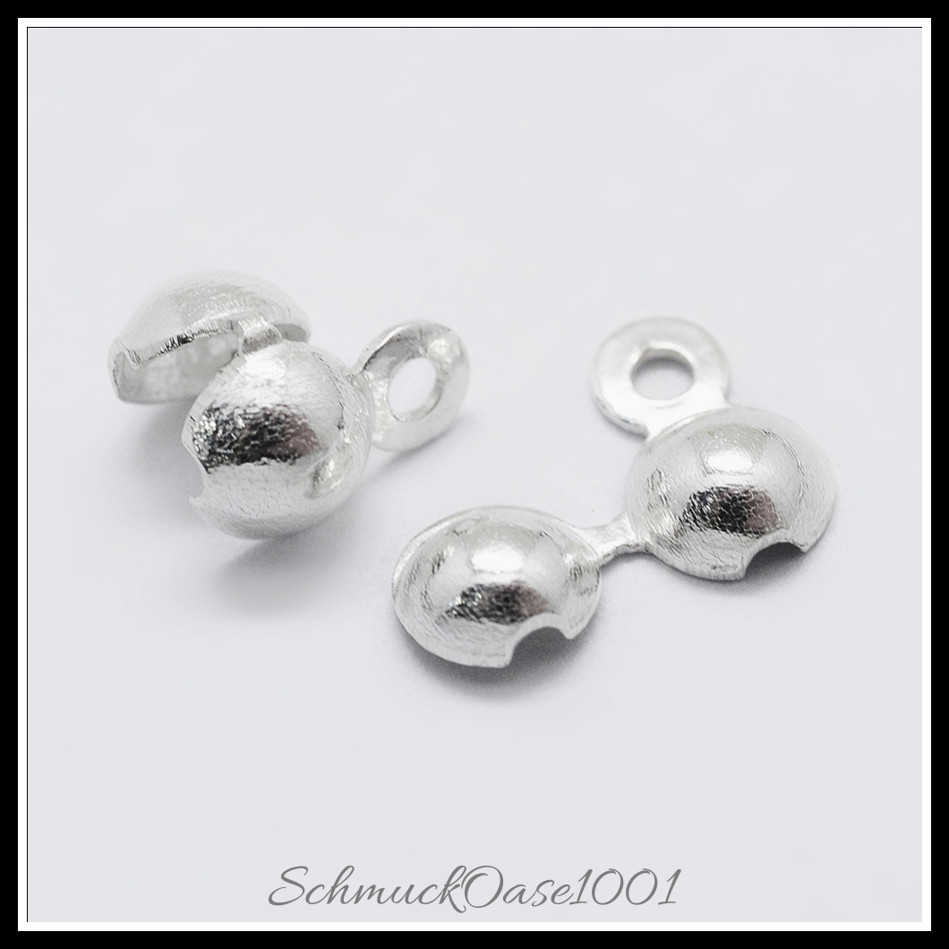 925 sterling silber knotenabdeckungen, silber – 10 stk., in der farbe 925 sterling silber, perle, knotenabdeckungen