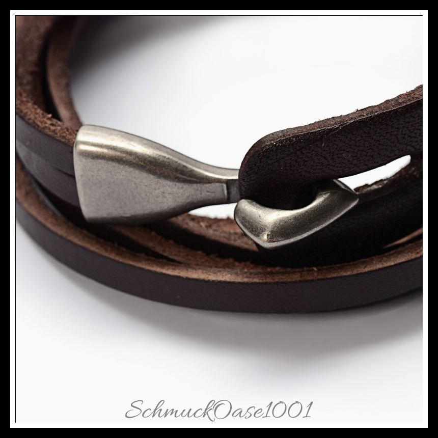 Rindleder wickelarmband mit alu-schnallen – 3-loop style