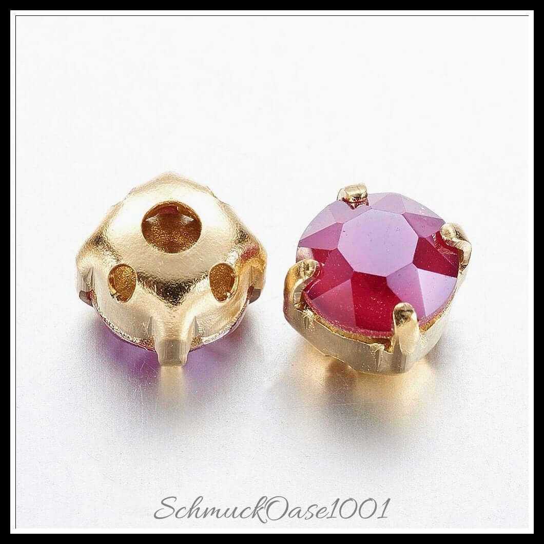 Nähen auf rhinestone – flachrund / 6x5.5 mm / 10 stück, aus glas / facettiert, k9 strass, messingstifte, nähbar in der farbe gemischte farbe und größe 6x5.5 mm, loch: 0.5 mm / 10 st., kreativ und vielseitig einsetzbar