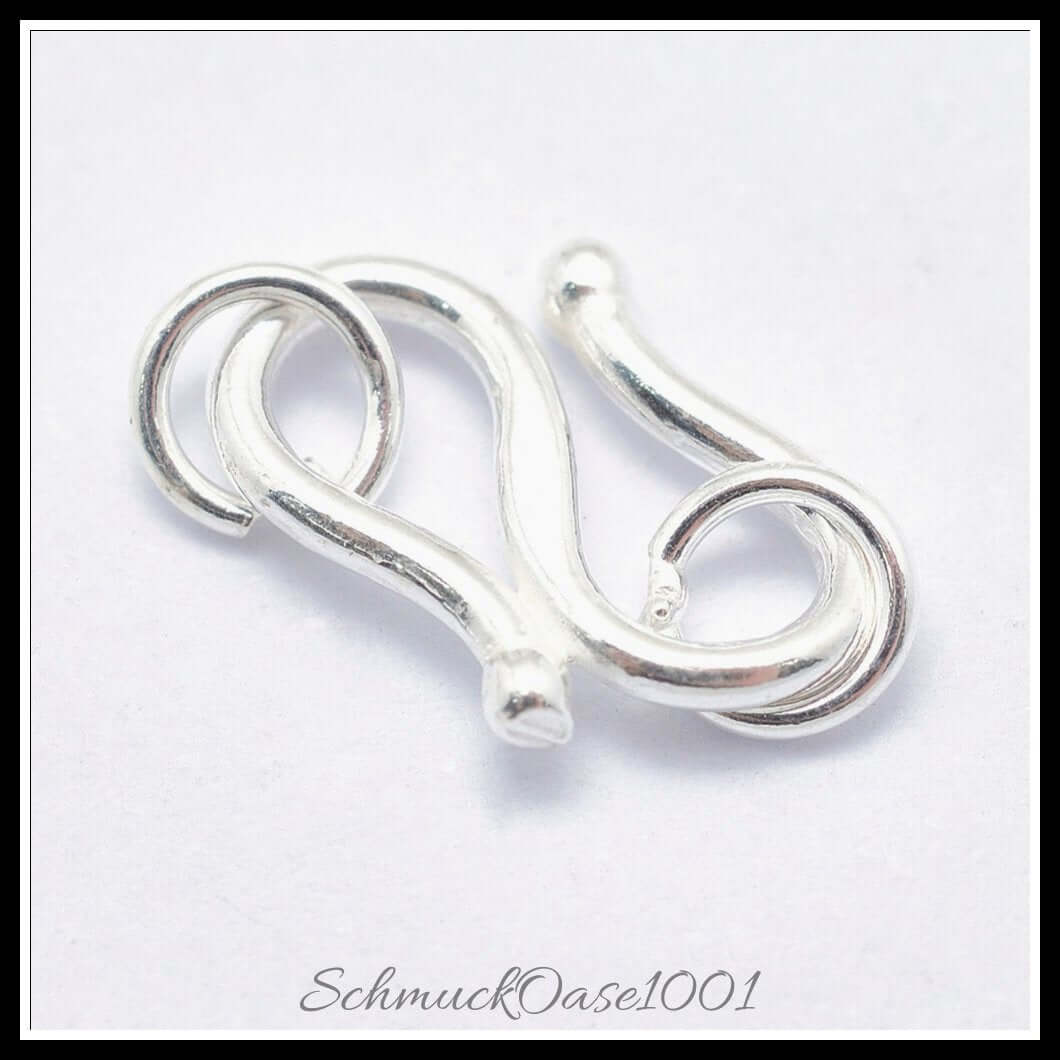 925 sterling silber s-hakenverschluss / 6.5x14x1 mm / 3 sets, aus sterling silber 925 / s-haken in der farbe silber und größe 6.5x14x1 mm, loch: 2.5 mm / 3 sets, perfekt für die herstellung individueller ketten und armbänder