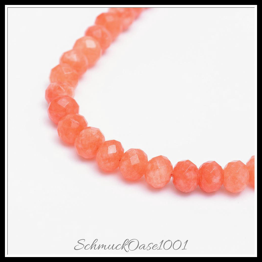 Natürliche jadeperlen, gefärbt, facettiert – rondell, verschiedene farben, aus koralle in der farbe natuerliche weisse jade, gefaerbt, facettiert, rondell und größe 4-5x3 mm bohrung: 0.5 mm ca. 115-120 stk pro strang 13.39-13.98 zoll (34-35.5 cm) 2 stränge, ausdrucksstark und ideal für auffällige designs