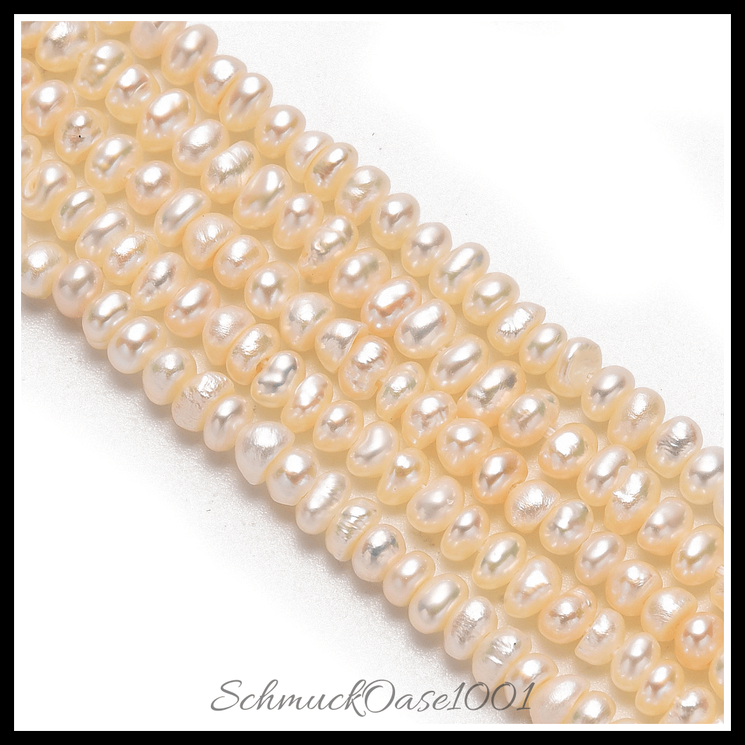 Kultivierte süßwasserperlen stränge – creme-weiß, 2–4 mm (1 strang), in der farbe creme-weiß