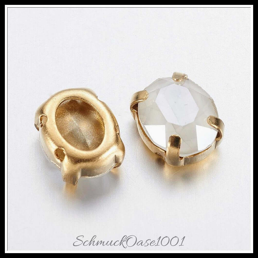 Nähen auf rhinestone – ellipsenförmig / 10x8x5 mm – 10 stück, zusätzliches detailbild, kreativ und vielseitig einsetzbar