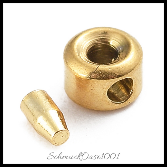 304 edelstahl crimp kolumne – crimp-säulen für schmuck, 2x3 mm, gold & silber, 10 stück, in der farbe golden