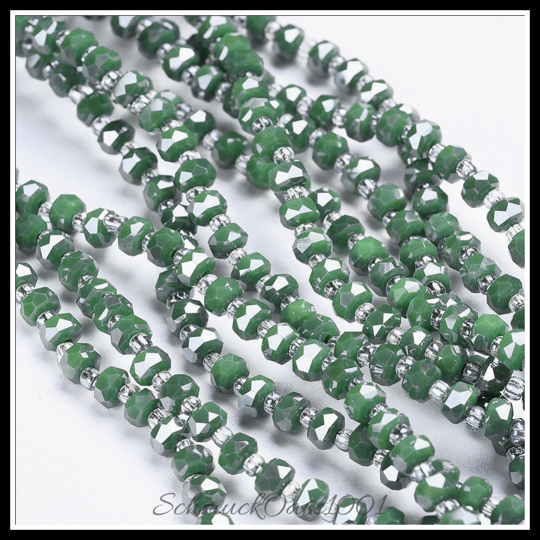 Glasperlen stränge facettiert rondell – verschiedene farben, 2 stränge ca. 150 stk pro strang, in der farbe glas, facettiert, rondell, ausdrucksstark und ideal für auffällige designs