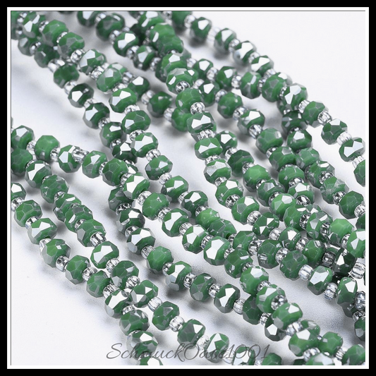 Glasperlen stränge facettiert rondell – verschiedene farben, 2 stränge ca. 150 stk pro strang, in der farbe glas, facettiert, rondell, ausdrucksstark und ideal für auffällige designs