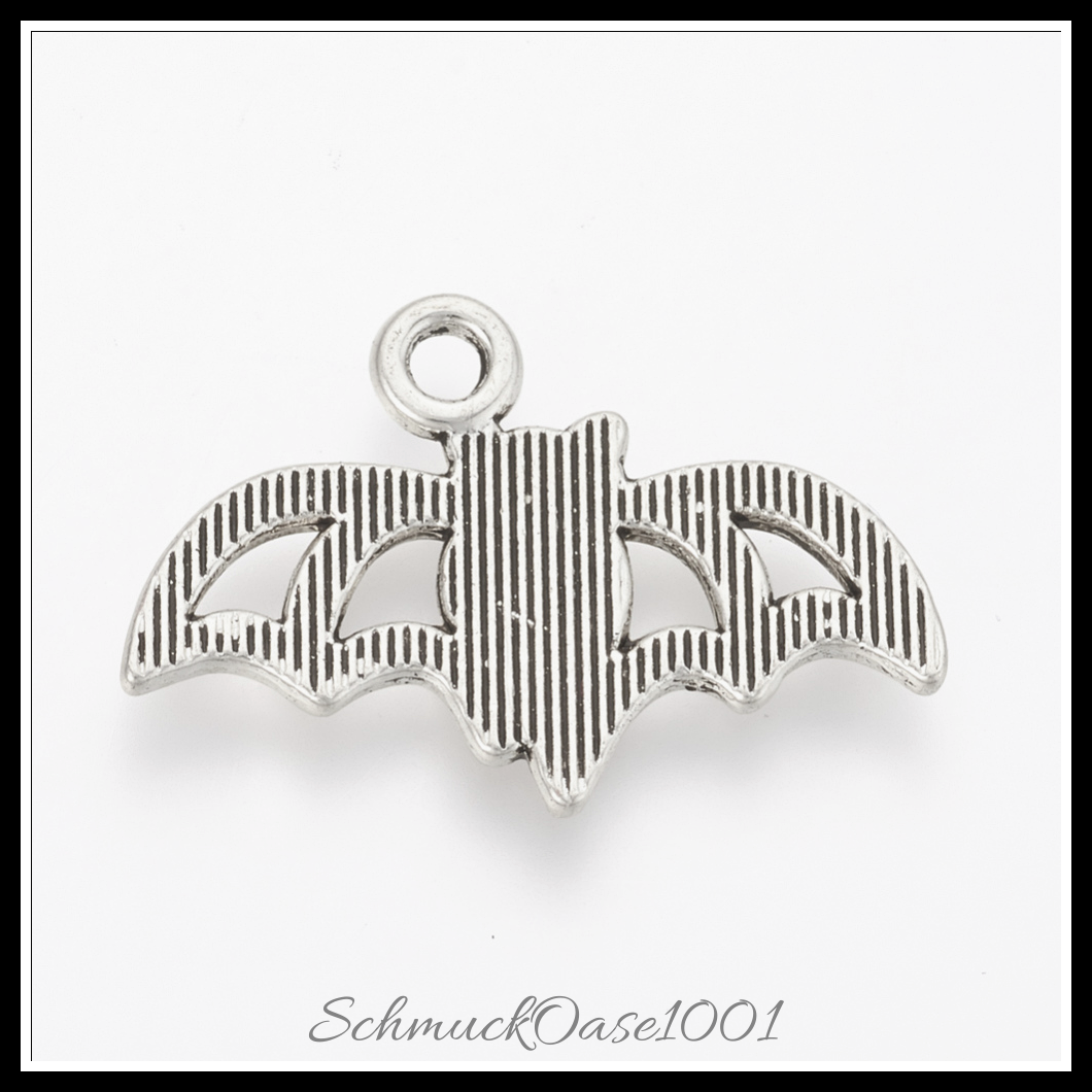 Tibetischer stil aluminium anhänger, fledermaus, antik silber, 50 stk.