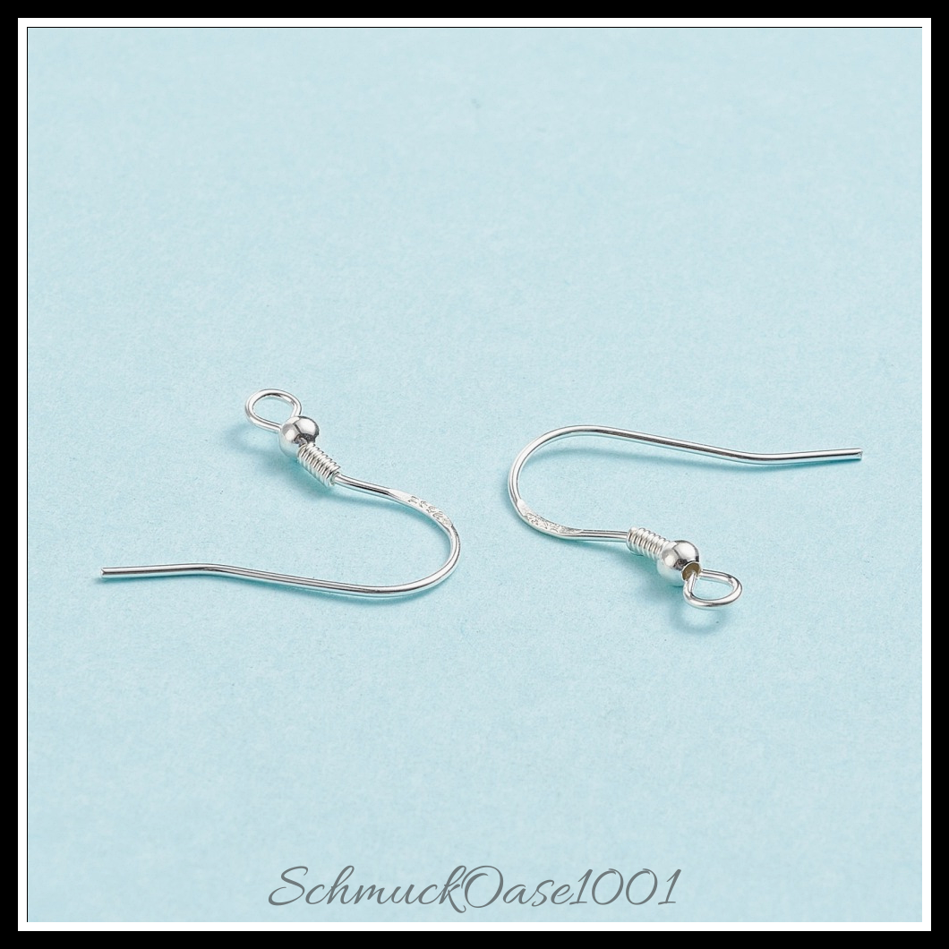 925 sterling silber ohrhaken, solide sterling silber – 10 stk. aus 18x9 mm, bohrung: 2 mm, stift: 0.6 mm