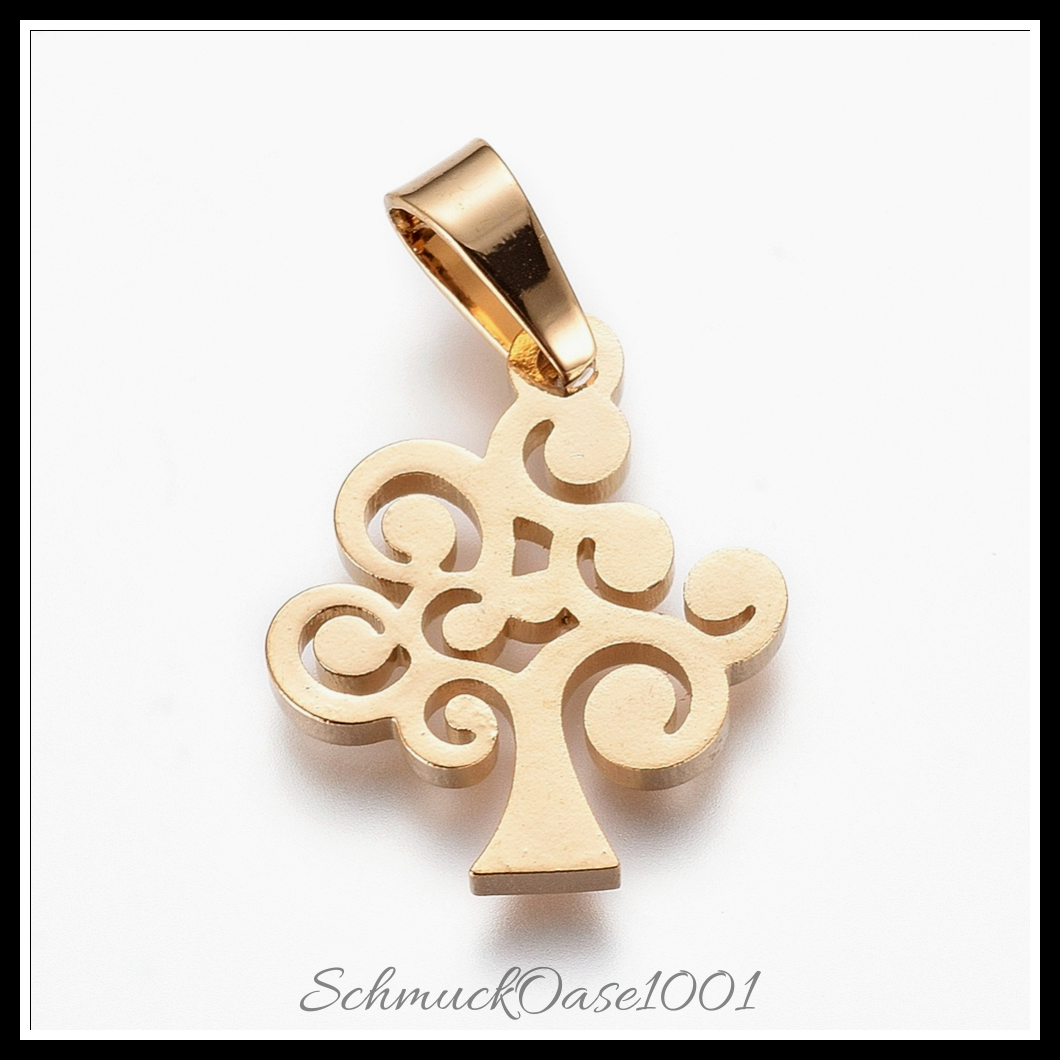 304 edelstahl anhänger, baum des lebens, edelstahl farbe, 10 stk., aus edelstahl in der farbe 304 edelstahl und größe 17.5x17x3.5 mm, bohrung: 1.5 mm