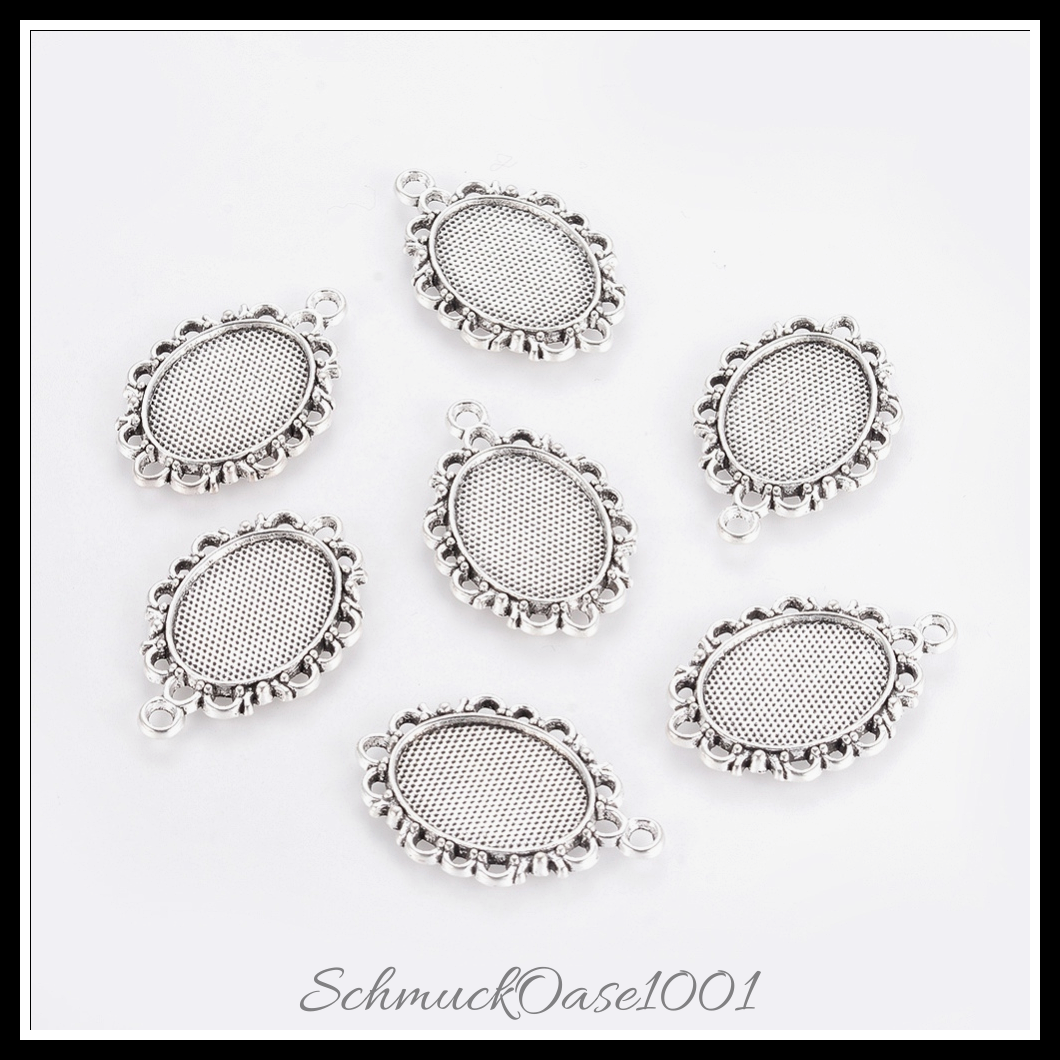 Tibetischer stil anhänger fassung, oval, antik silber, 20 stk. in den farben legierung, cadmiumfrei, bleifrei