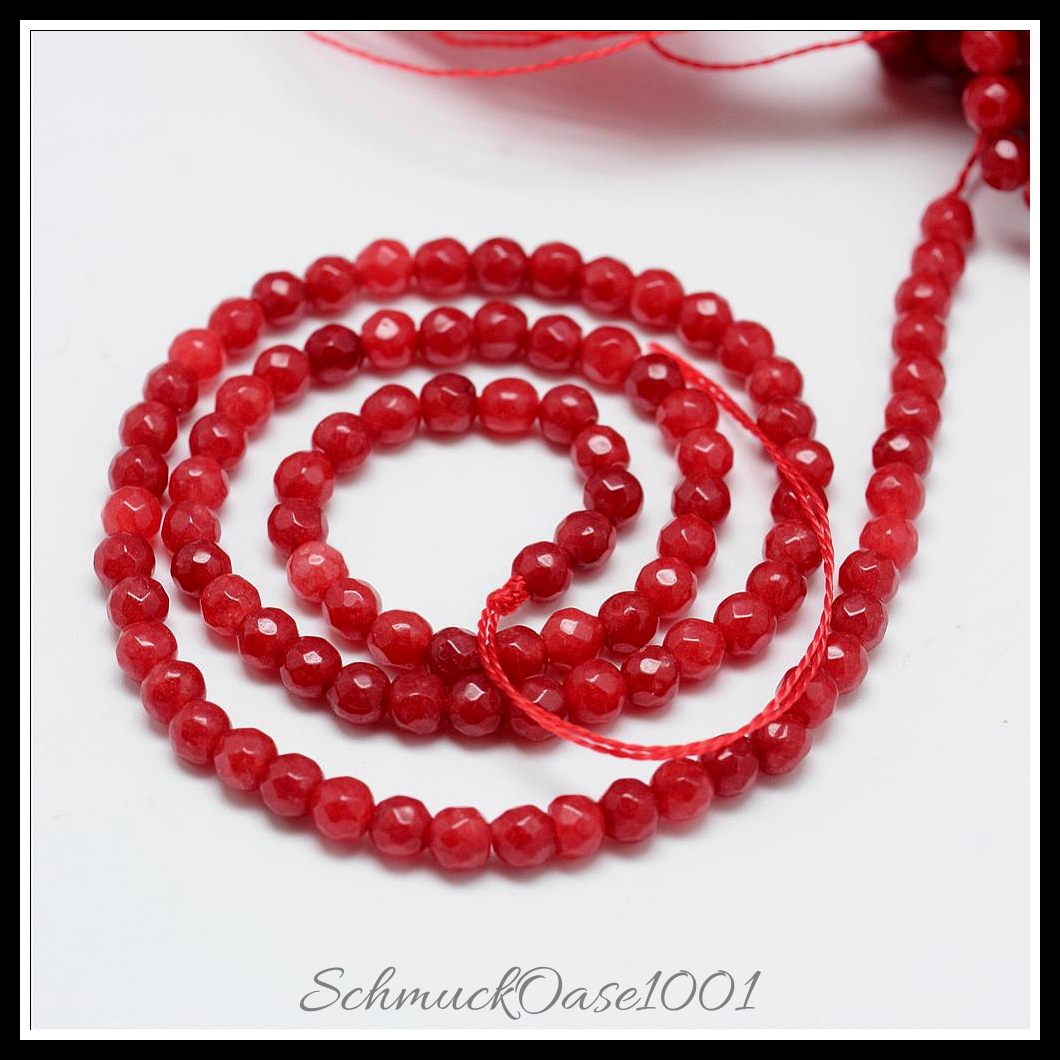 Natürliche jadeperlen, gefärbt, facettiert – rund, 4 mm, verschiedene farben, aus golden in der farbe natuerliche weisse jade, gefaerbt, facettiert, rund und größe 4 mm bohrung: 1 mm ca. 90 stk pro strang 14.9 zoll 2 stränge, ausdrucksstark und ideal für auffällige designs