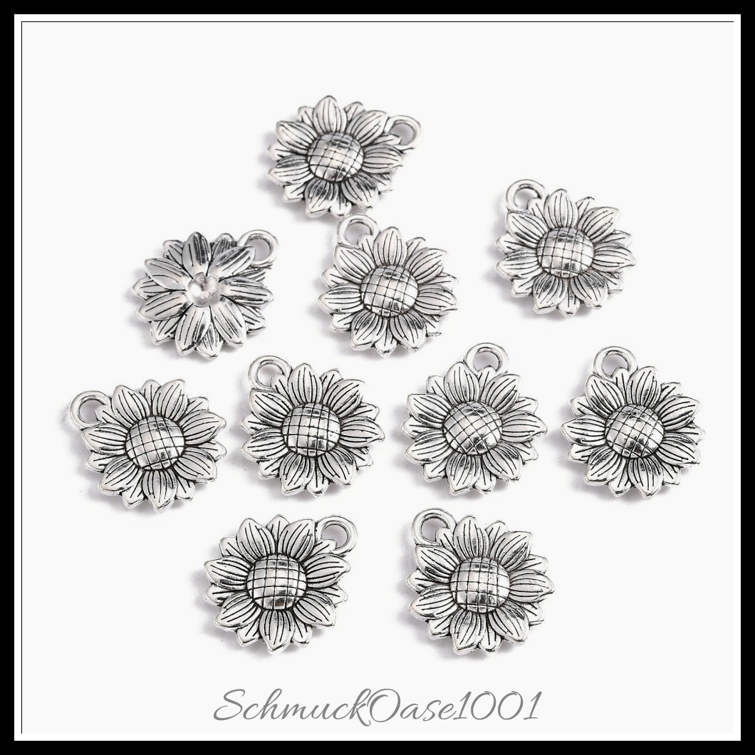 Tibetischer stil anhänger, sonnenblume, antik silber, 30 stk. in den größen antik silber