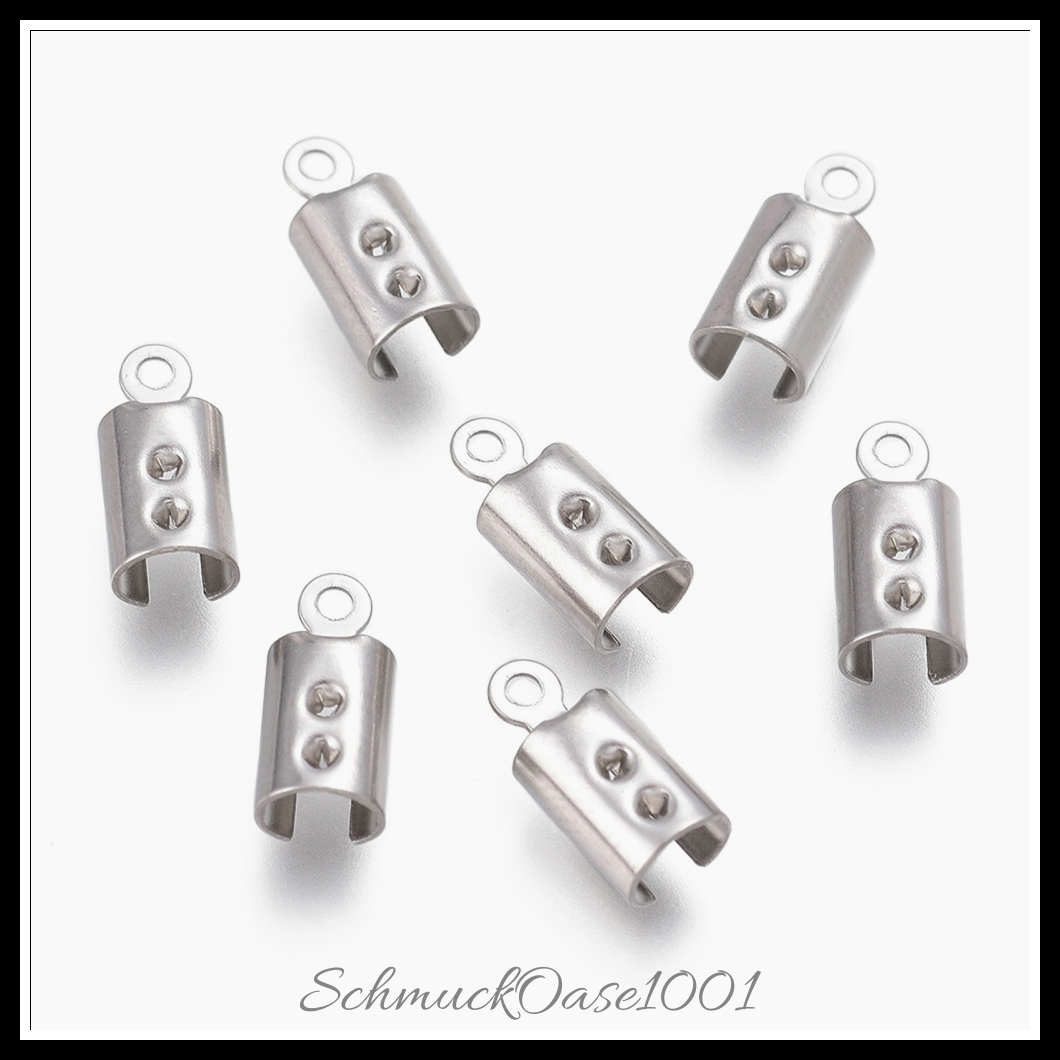 304 edelstahl klapp crimp-enden, edelstahl farbe, 15 stk., in der farbe 304 edelstahl, perfekt für die herstellung individueller ketten und armbänder